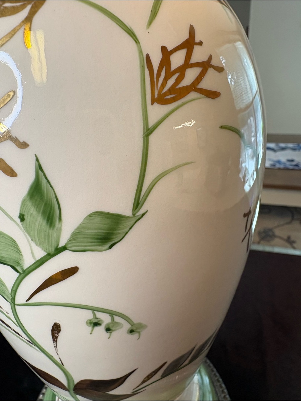 Vintage Hand-Painted Floral Ceramic Lamp Dolphin/ Fish -Head Claw Feet - Picture 4 of 11